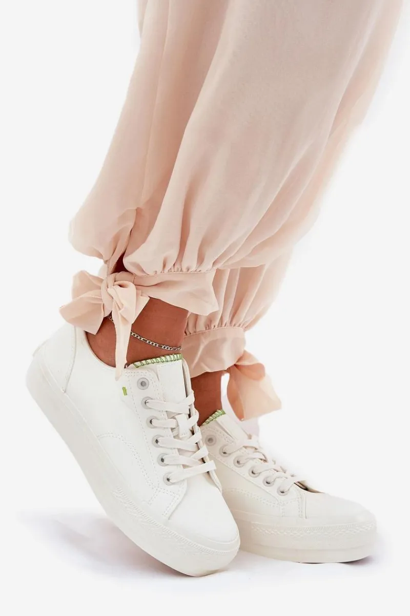 Trampki Damskie Big Star|Trampki Damskie Niskie>Big Star Shoes Trampki Damskie Na Platformie Z Eko Skóry Big Star RR274A295 Białe Biały