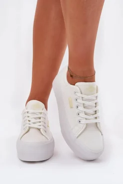 Online Trampki Damskie Na Platformie LCW-25-31-3450L Białe Damskie Trampki Damskie Niskie