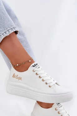 Trampki Damskie Niskie>Lee Cooper Trampki Damskie Na Platformie LCW-24-44-2462L Białe