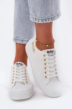 Trampki Damskie Niskie></noscript>Lee Cooper Trampki Damskie Na Platformie LCW-24-44-2462L Białe