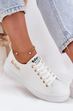 Trampki Damskie Niskie></noscript>Lee Cooper Trampki Damskie Na Platformie LCW-24-44-2462L Białe