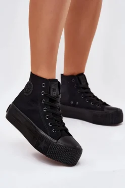 Clearance Trampki Damskie Na Platformie Big Star RR274742 Czarne Damskie Trampki Damskie Big Star|Trampki Damskie Wysokie