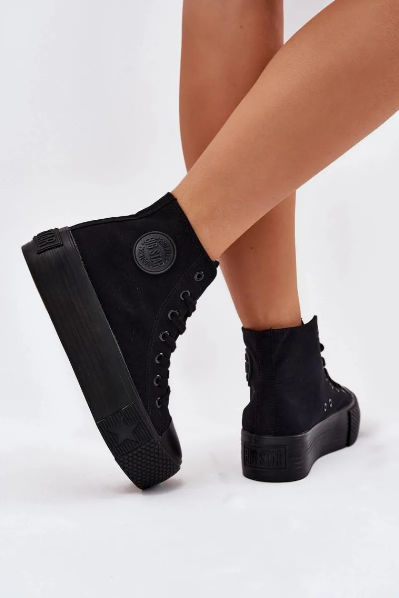 Clearance Trampki Damskie Na Platformie Big Star RR274742 Czarne Damskie Trampki Damskie Big Star|Trampki Damskie Wysokie