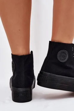 Clearance Trampki Damskie Na Platformie Big Star RR274742 Czarne Damskie Trampki Damskie Big Star|Trampki Damskie Wysokie