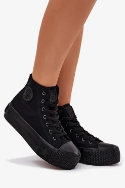 Clearance Trampki Damskie Na Platformie Big Star RR274742 Czarne Damskie Trampki Damskie Big Star|Trampki Damskie Wysokie