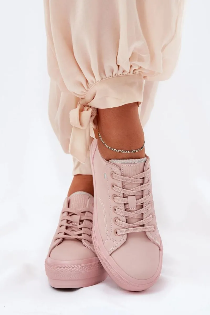 Discount Big Star Shoes Trampki Damskie Na Platformie Z Eko Skóry Big Star RR274A294 Różowe Różowy