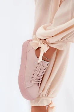 Discount Big Star Shoes Trampki Damskie Na Platformie Z Eko Skóry Big Star RR274A294 Różowe Różowy