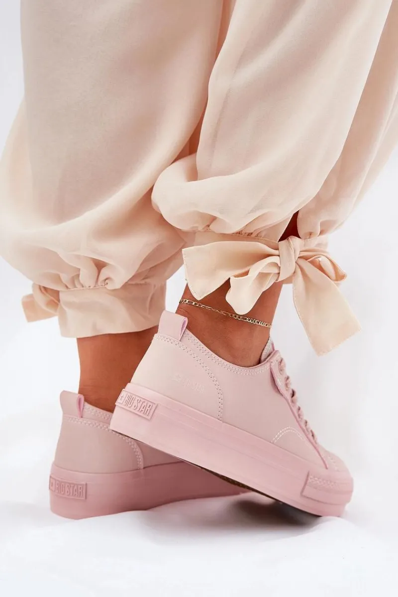 Discount Big Star Shoes Trampki Damskie Na Platformie Z Eko Skóry Big Star RR274A294 Różowe Różowy