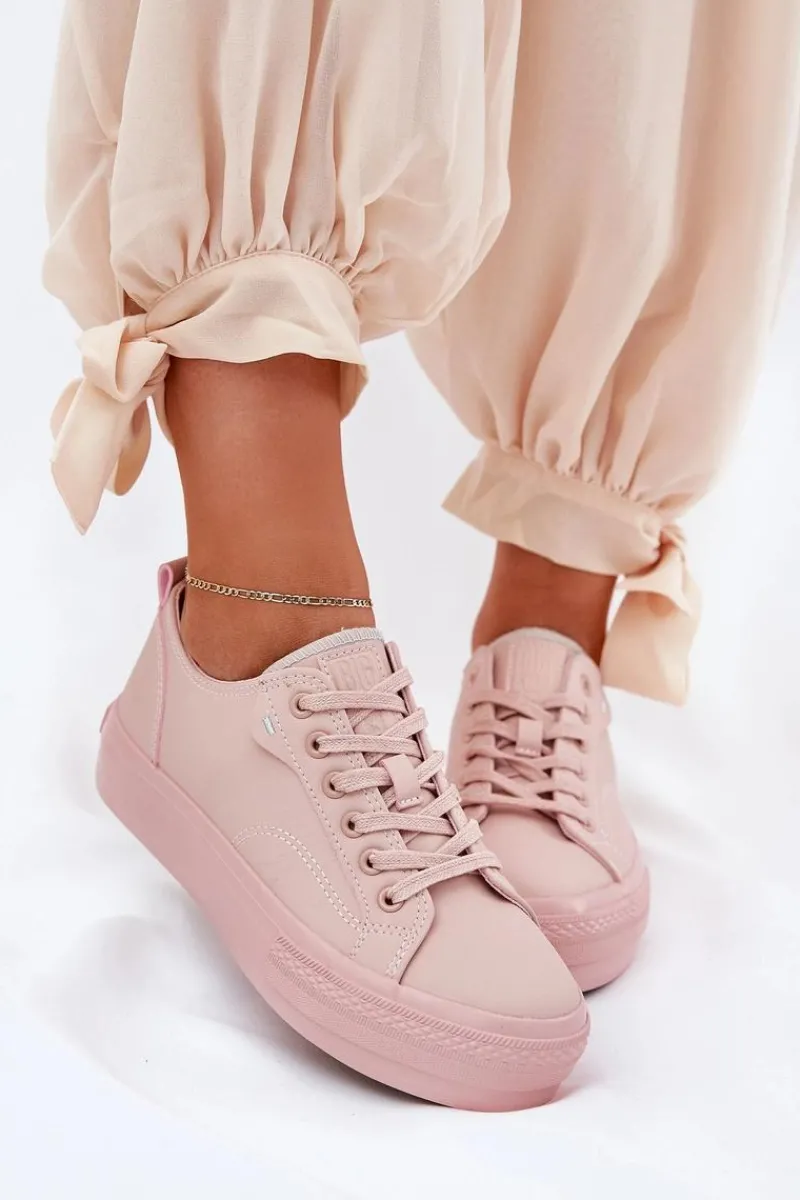 Discount Big Star Shoes Trampki Damskie Na Platformie Z Eko Skóry Big Star RR274A294 Różowe Różowy