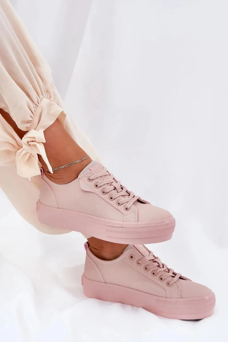 Discount Big Star Shoes Trampki Damskie Na Platformie Z Eko Skóry Big Star RR274A294 Różowe Różowy