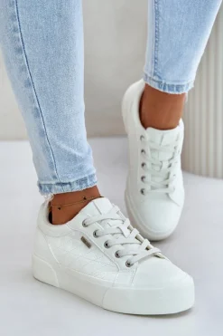 Best Trampki Damskie Na Platformie Ocieplane Big Star OO274A464 Białe Damskie Trampki Damskie Big Star|Trampki Damskie Niskie