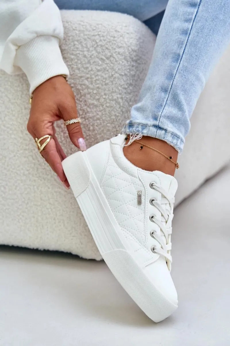 Best Trampki Damskie Na Platformie Ocieplane Big Star OO274A464 Białe Damskie Trampki Damskie Big Star|Trampki Damskie Niskie