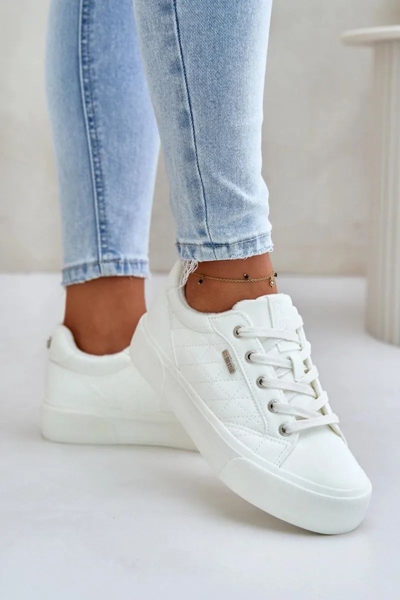 Best Trampki Damskie Na Platformie Ocieplane Big Star OO274A464 Białe Damskie Trampki Damskie Big Star|Trampki Damskie Niskie