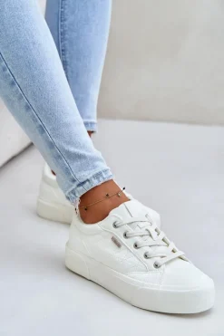 Best Trampki Damskie Na Platformie Ocieplane Big Star OO274A464 Białe Damskie Trampki Damskie Big Star|Trampki Damskie Niskie