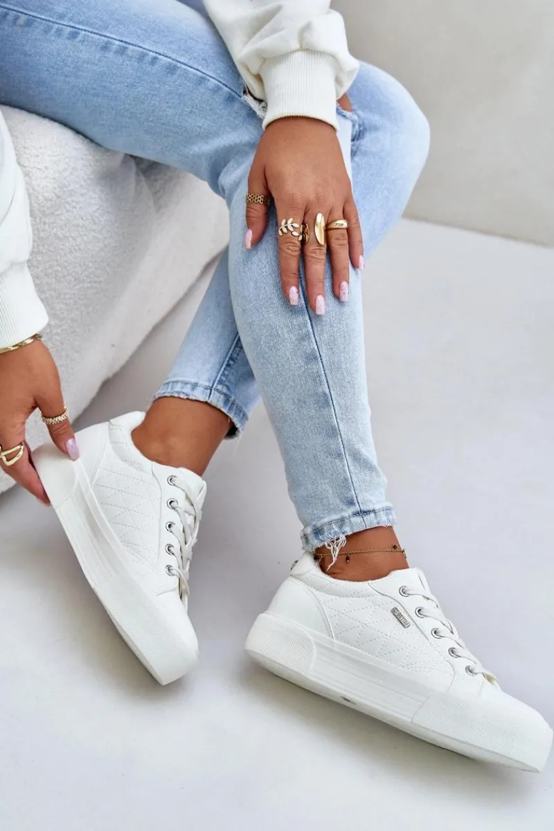 Best Trampki Damskie Na Platformie Ocieplane Big Star OO274A464 Białe Damskie Trampki Damskie Big Star|Trampki Damskie Niskie