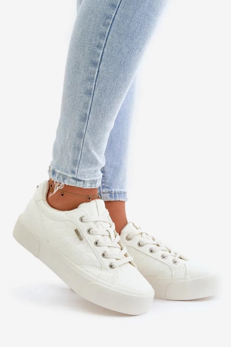 Best Trampki Damskie Na Platformie Ocieplane Big Star OO274A464 Białe Damskie Trampki Damskie Big Star|Trampki Damskie Niskie