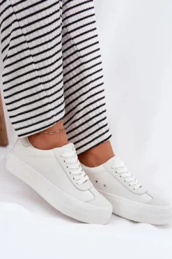 Best Big Star Shoes Trampki Damskie Na Platformie Big Star RR274337 Białe