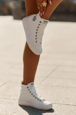 Outlet Trampki Damskie Na Platformie LCW-25-44-3209L Biale Damskie Trampki Damskie Wysokie