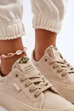Trampki Damskie Niskie></noscript>Lee Cooper Trampki Damskie Na Platformie LCW-24-31-2181 Beżowe Beżowy