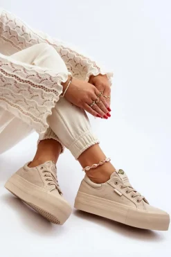 Trampki Damskie Niskie></noscript>Lee Cooper Trampki Damskie Na Platformie LCW-24-31-2181 Beżowe Beżowy