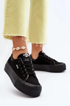 Clearance Trampki Damskie Na Platformie LCW-24-31-2180 Czarne Damskie Trampki Damskie Niskie