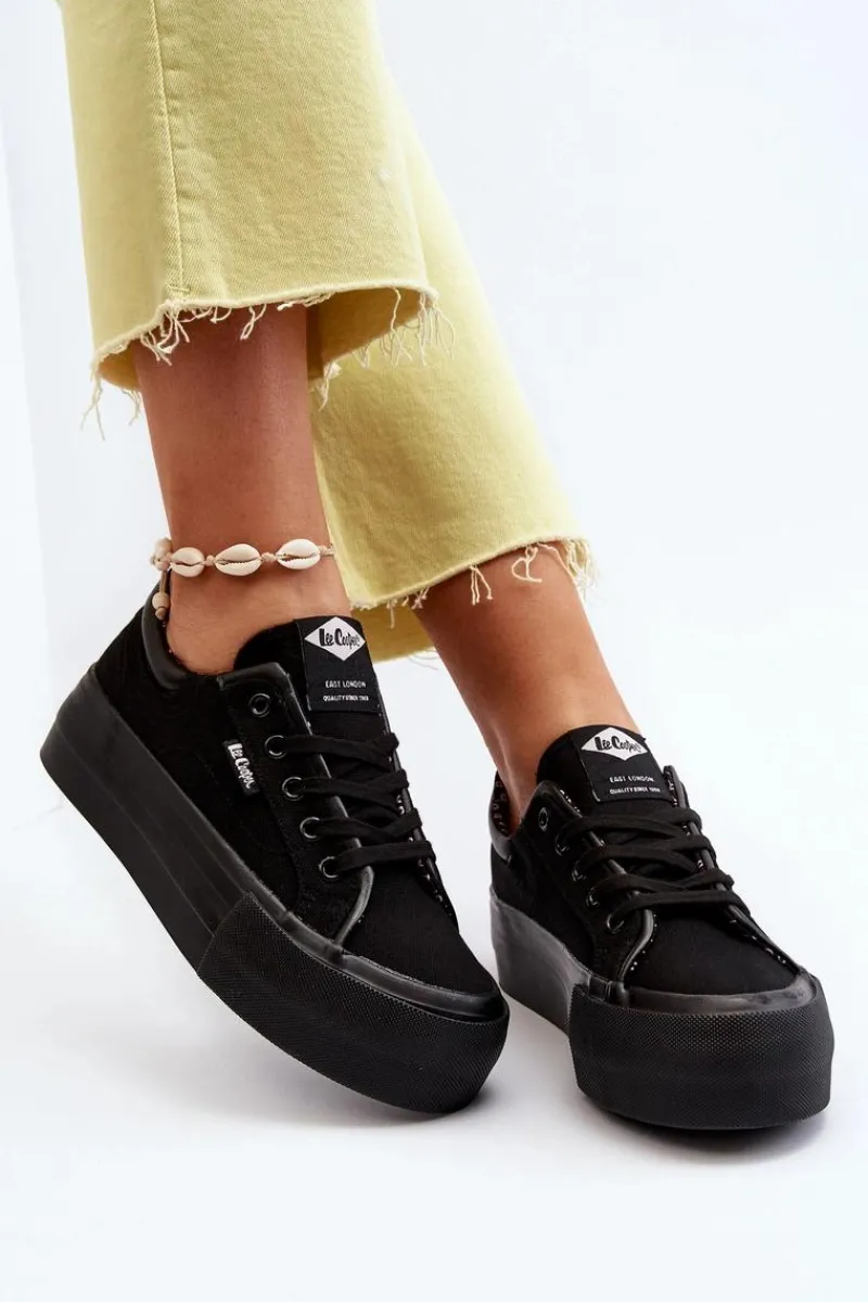 Clearance Trampki Damskie Na Platformie LCW-24-31-2180 Czarne Damskie Trampki Damskie Niskie