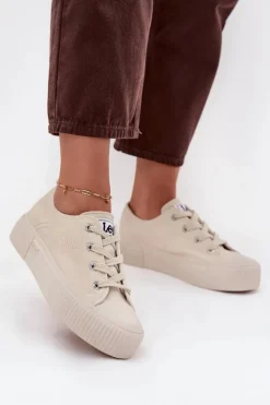 Hot Trampki Damskie Na Platformie ISLA C WOMEN LOW 50253001.35E Beżowe Damskie Trampki Damskie Niskie