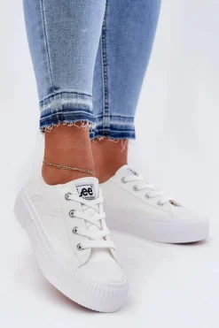 Trampki Damskie Niskie>Lee Trampki Damskie Na Platformie ISLA C WOMEN LOW 50251001 Białe Biały