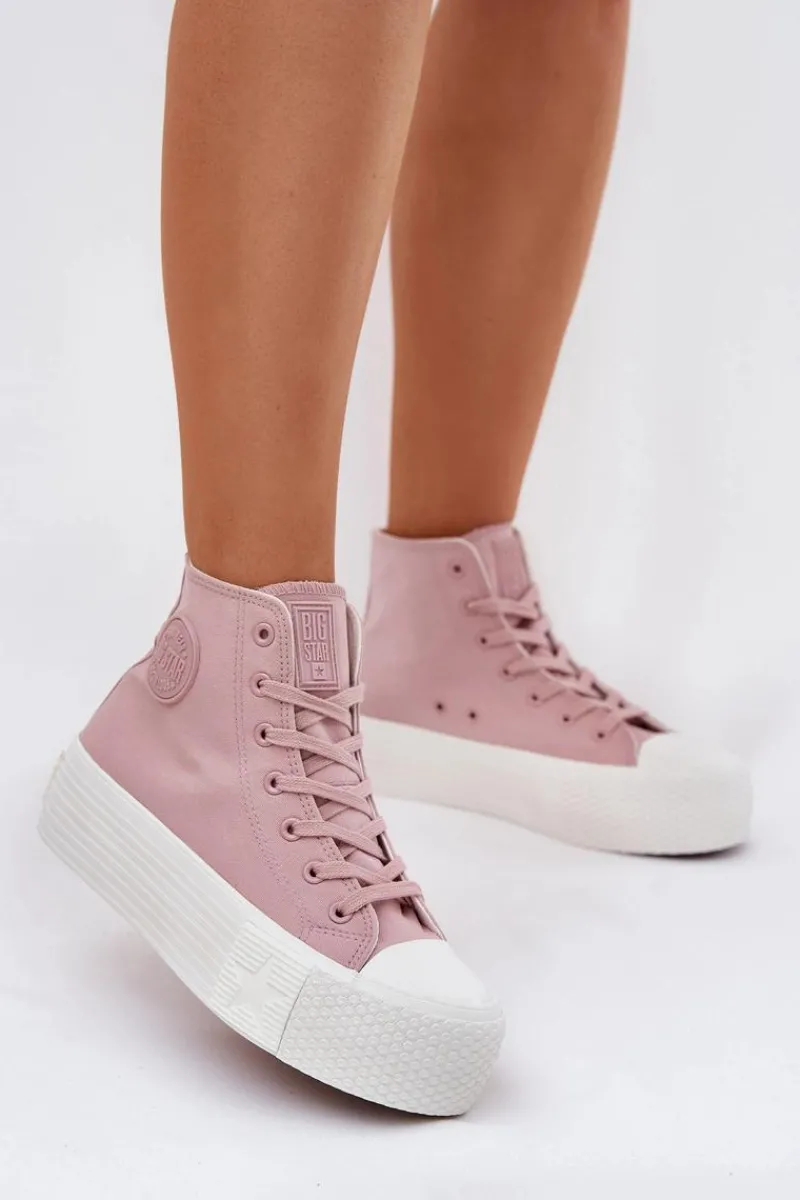Trampki Damskie Big Star|Trampki Damskie Wysokie>Big Star Shoes Trampki Damskie Na Platformie Big Star RR274739 Różowe Różowy