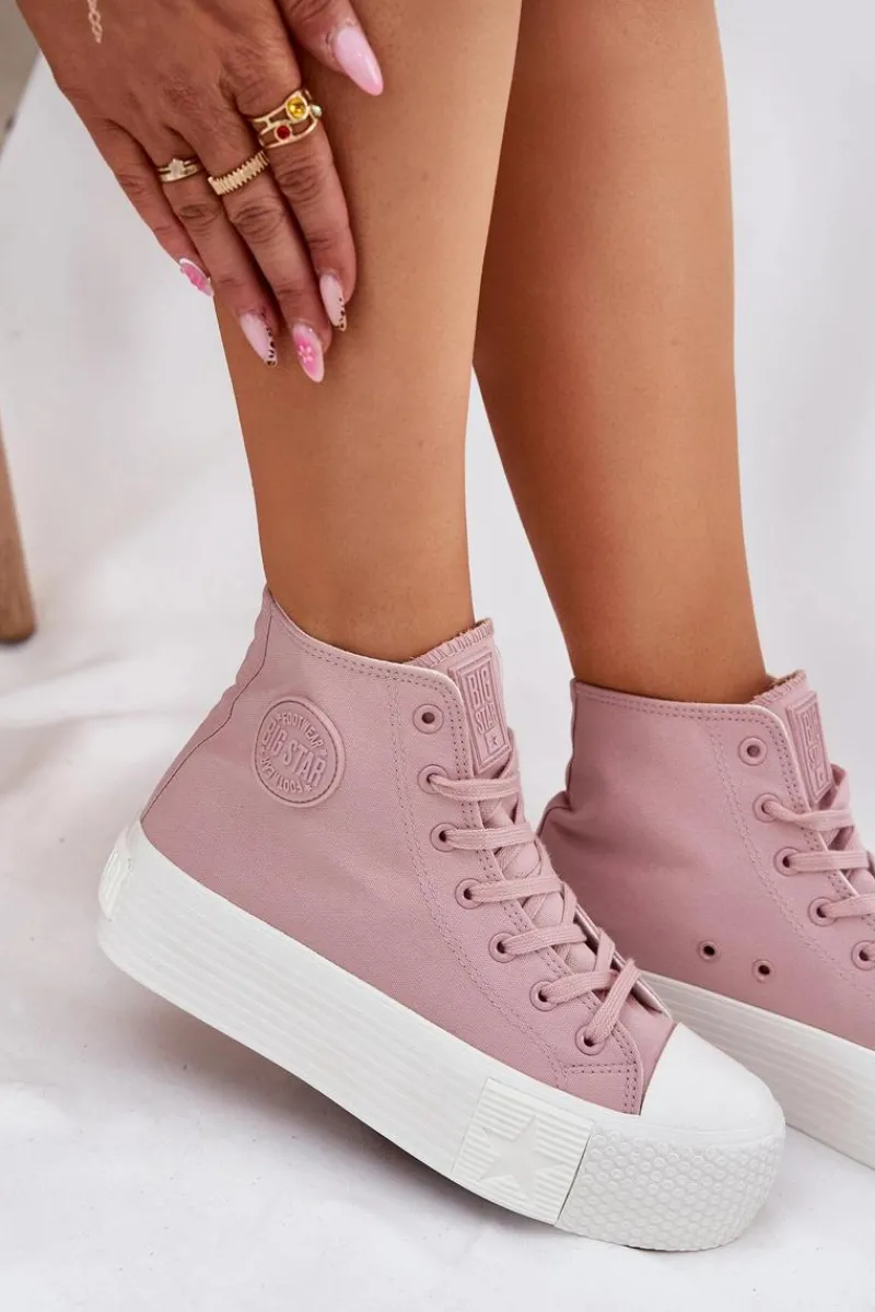 Trampki Damskie Big Star|Trampki Damskie Wysokie>Big Star Shoes Trampki Damskie Na Platformie Big Star RR274739 Różowe Różowy