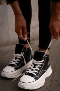 Trampki Ocieplane|Trampki Damskie Big Star></noscript>Big Star Shoes Trampki Damskie Na Platformie Eko Skórzane Big Star OO274063 Czarne Czarny