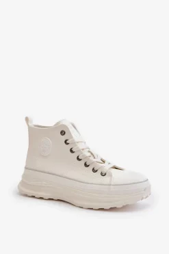 Trampki Ocieplane|Trampki Damskie Big Star></noscript>Big Star Shoes Trampki Damskie Na Platformie Eko Skórzane Big Star OO274064 Białe Biały