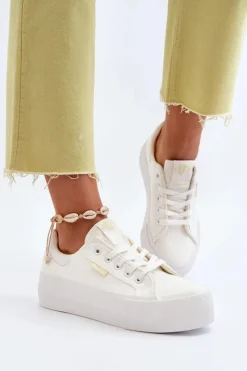 Sale Lee Cooper Trampki Damskie Na Platformie LCW-24-31-2179 Białe