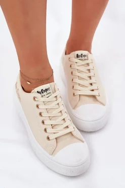 Lee Cooper Trampki Damskie Na Platformie LCW-24-44-2464L Beżowe Beżowy