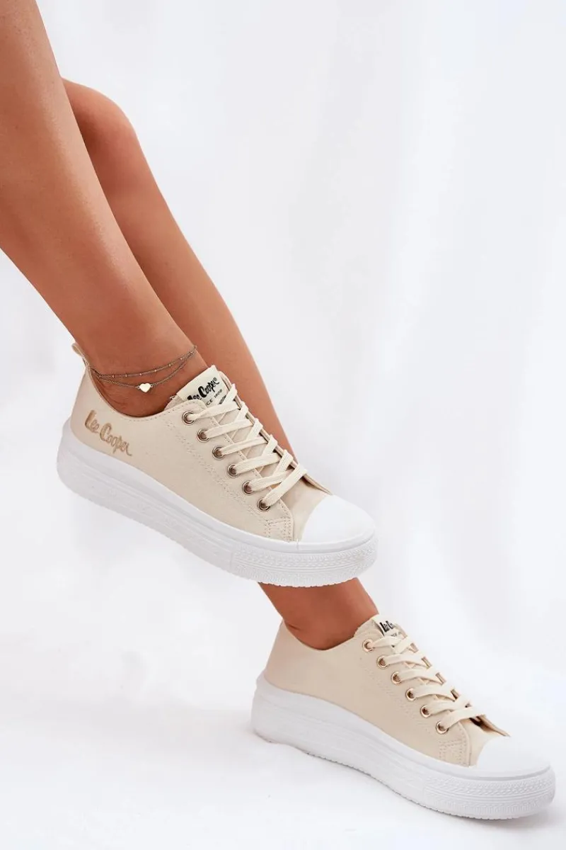Lee Cooper Trampki Damskie Na Platformie LCW-24-44-2464L Beżowe Beżowy
