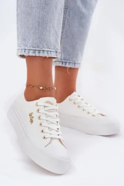 Clearance Trampki Damskie Na Platformie LCW-25-02-3289 Białe Damskie Trampki Damskie Niskie