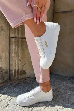 Clearance Trampki Damskie Na Platformie LCW-25-02-3289 Białe Damskie Trampki Damskie Niskie