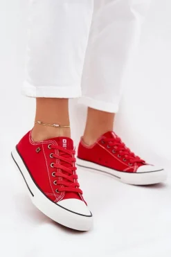 Big Star Shoes Trampki Damskie Niskie Big Star DD274A234 Czerwone Czerwony