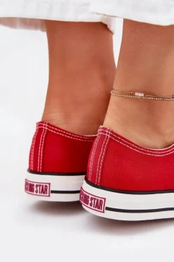 Big Star Shoes Trampki Damskie Niskie Big Star DD274A234 Czerwone Czerwony