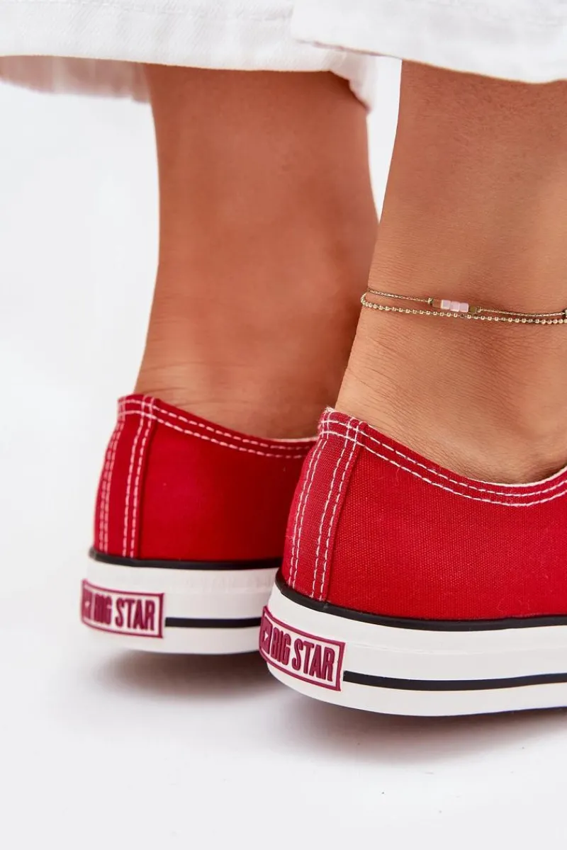 Big Star Shoes Trampki Damskie Niskie Big Star DD274A234 Czerwone Czerwony