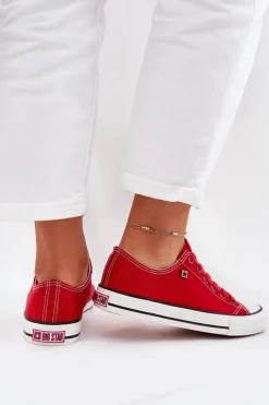 Big Star Shoes Trampki Damskie Niskie Big Star DD274A234 Czerwone Czerwony