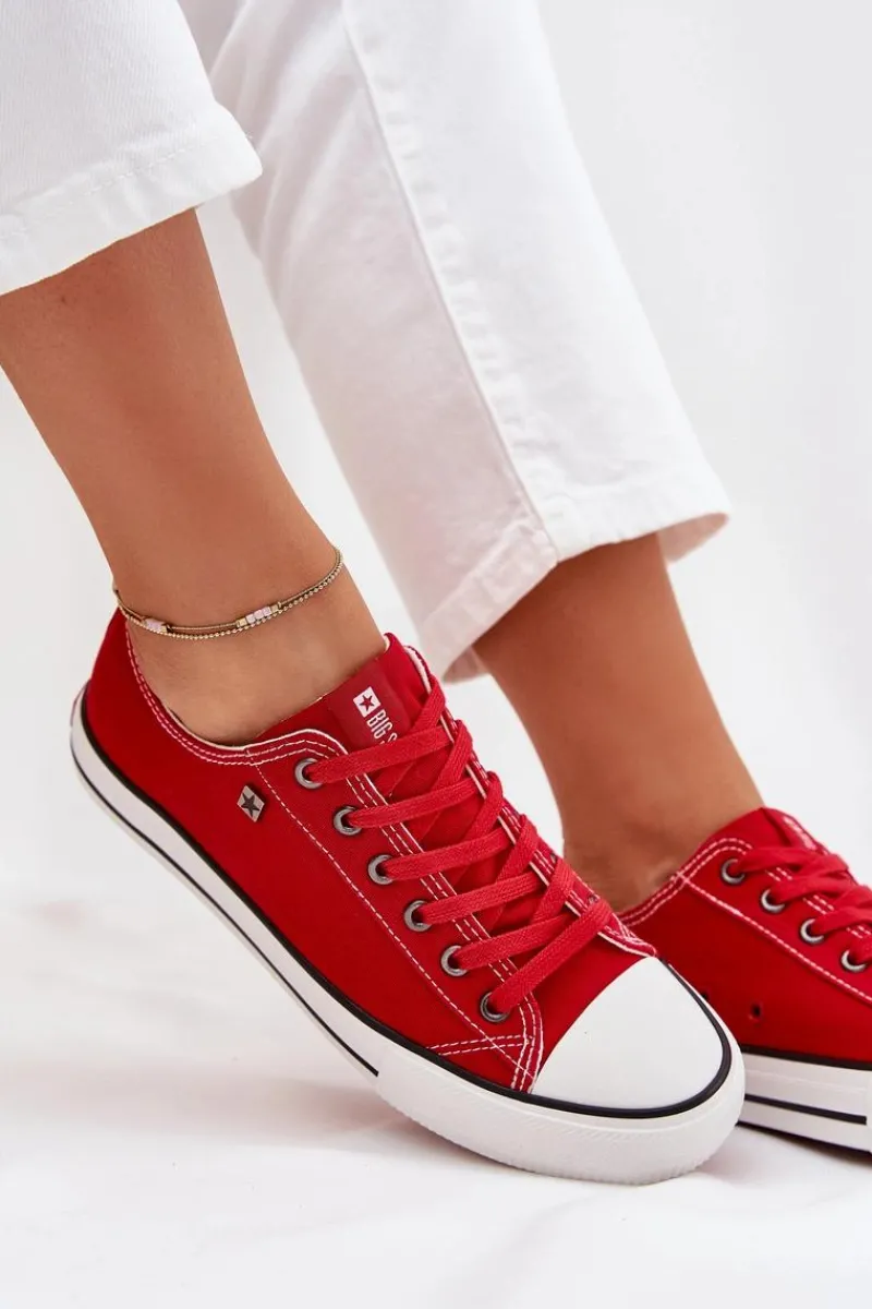 Big Star Shoes Trampki Damskie Niskie Big Star DD274A234 Czerwone Czerwony