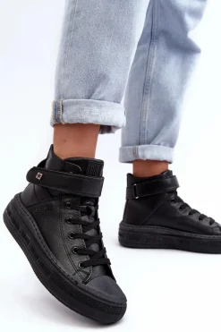 Hot Trampki Damskie Ocieplane Na Platformie Big Star Czarne MM274008 Damskie Trampki Damskie Big Star|Trampki Damskie Wysokie