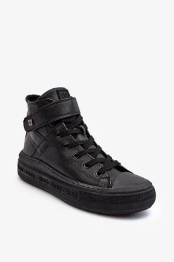 Hot Trampki Damskie Ocieplane Na Platformie Big Star Czarne MM274008 Damskie Trampki Damskie Big Star|Trampki Damskie Wysokie