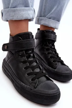 Hot Trampki Damskie Ocieplane Na Platformie Big Star Czarne MM274008 Damskie Trampki Damskie Big Star|Trampki Damskie Wysokie
