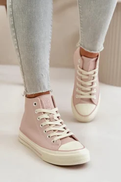 Discount Trampki Damskie Ocieplane Z Eko Skóry Różowe Big Star OO274933 Damskie Trampki Ocieplane|Trampki Damskie Big Star