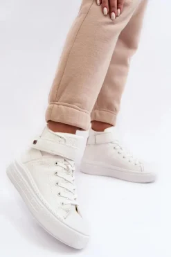 Trampki Damskie Big Star|Trampki Damskie Wysokie></noscript>Big Star Shoes Trampki Damskie Ocieplane Na Platformie Big Star Białe MM274006