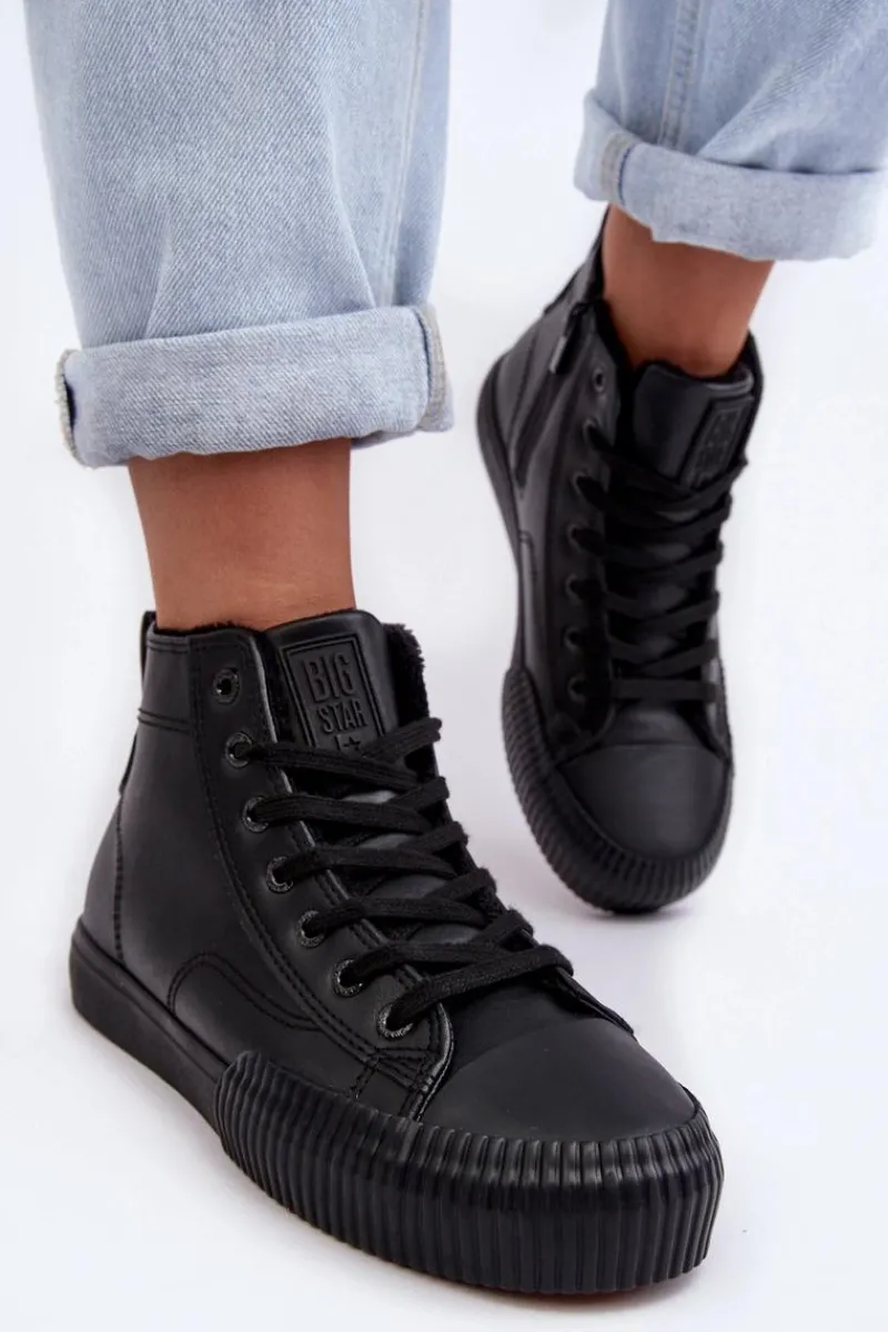 Clearance Big Star Shoes Trampki Damskie Ocieplane Na Suwak Czarne Big Star MM274020