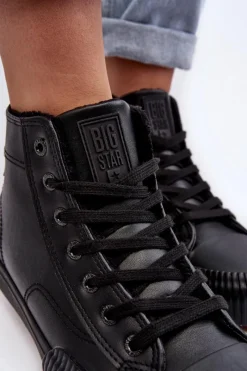 Clearance Big Star Shoes Trampki Damskie Ocieplane Na Suwak Czarne Big Star MM274020