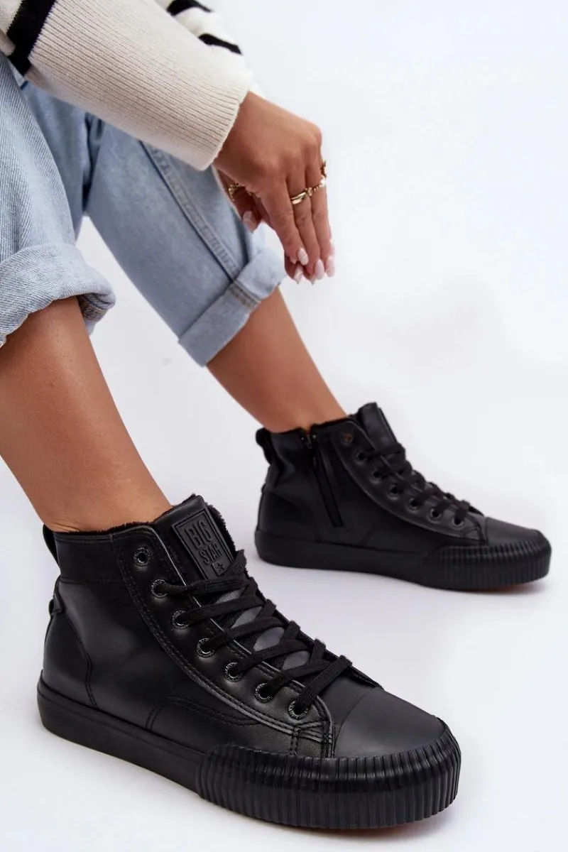 Clearance Big Star Shoes Trampki Damskie Ocieplane Na Suwak Czarne Big Star MM274020